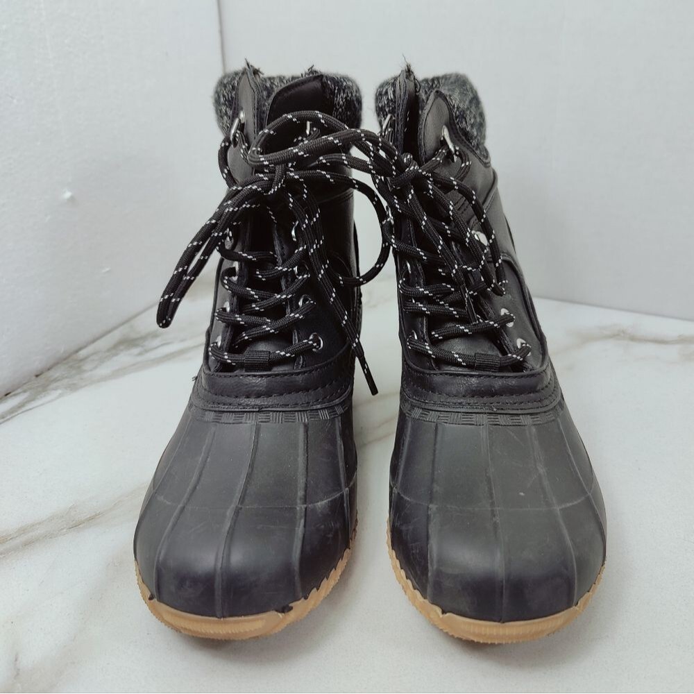 Tommy Hilfiger Women's Rainah Faux Leather Fur Duck Booties, Black, Sz 8 - Picture 5 of 8
